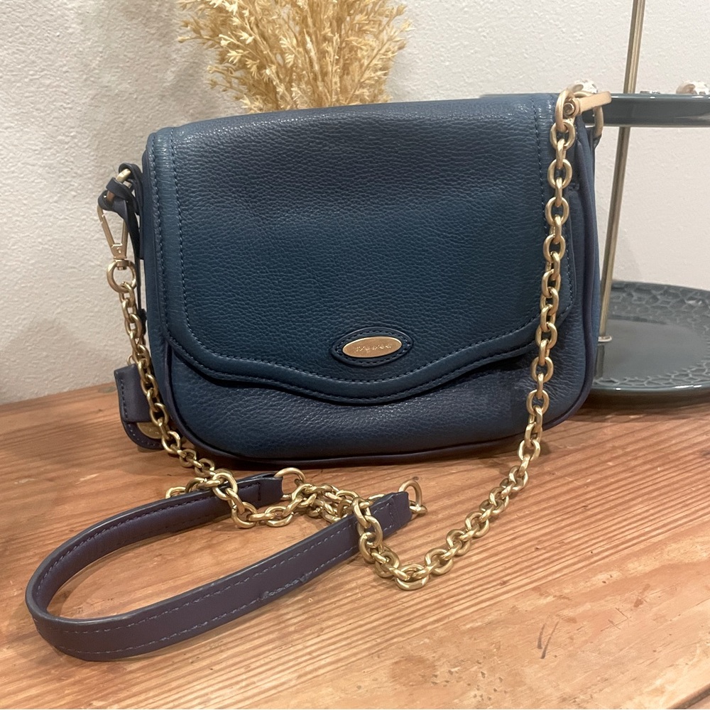 Tahari Blue Vegan Leather Crossbody Purse